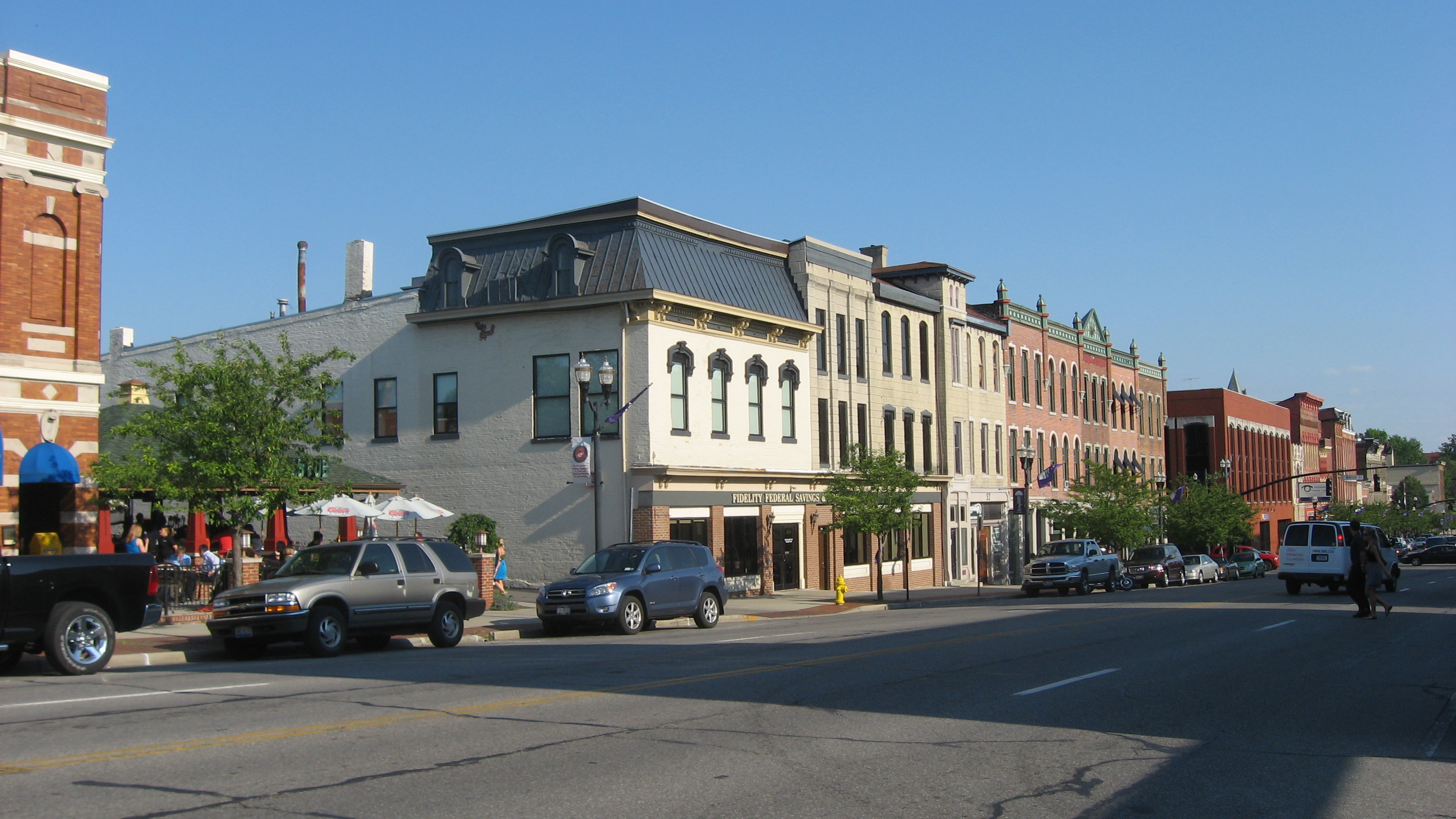 Historic downtown Delaware, Ohio, looking along Sandusky Street from Central Avenue